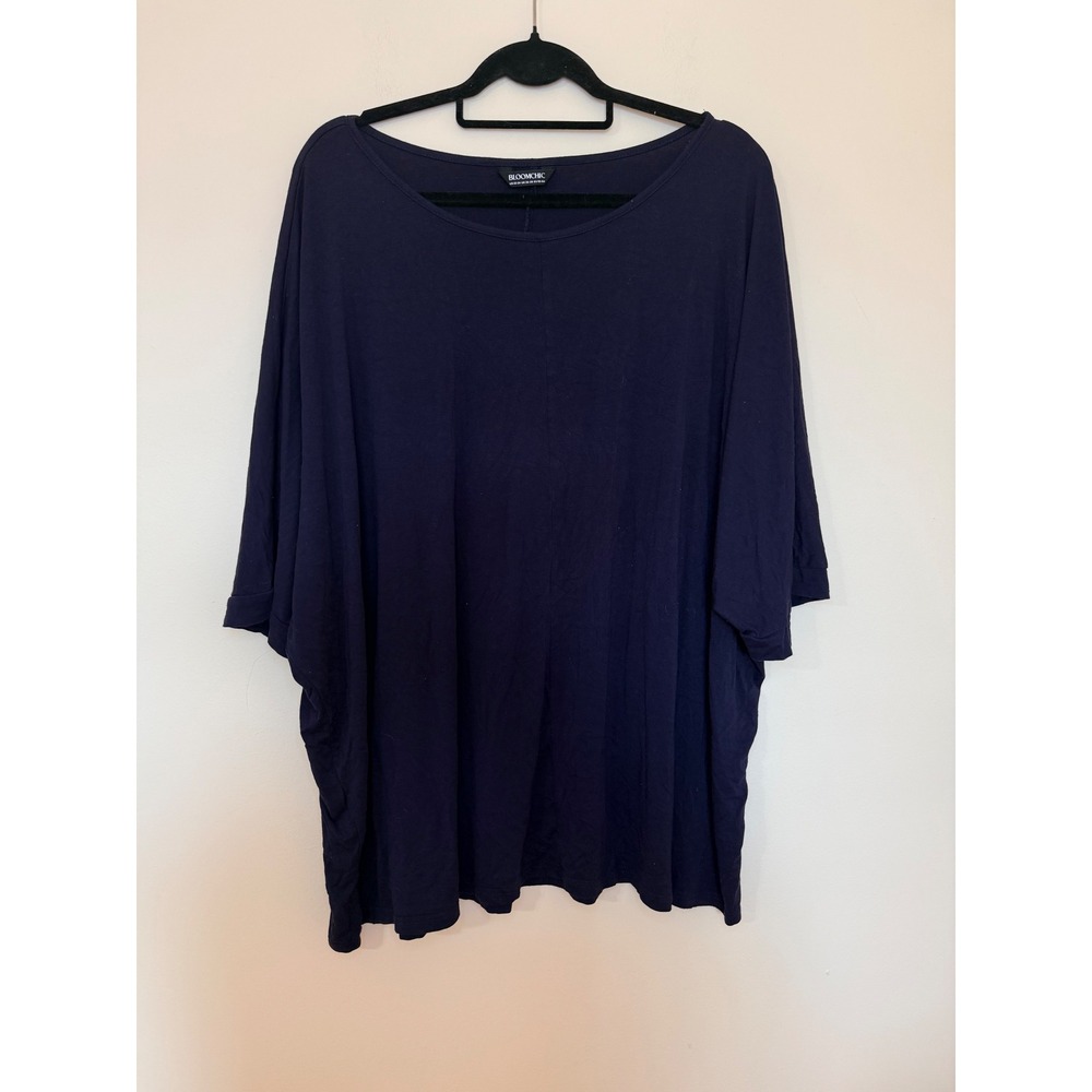 Bloomchic Womens Plus Size 22-24 Navy Blue Dolman Sleeve Tunic Top Scoop Neck
